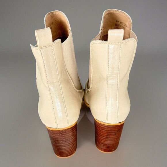 Mi.iM Esmee Chelsea Boot Size 8.5 Off White Stacked Heel Pointed Toe Bootie - Picture 8 of 15
